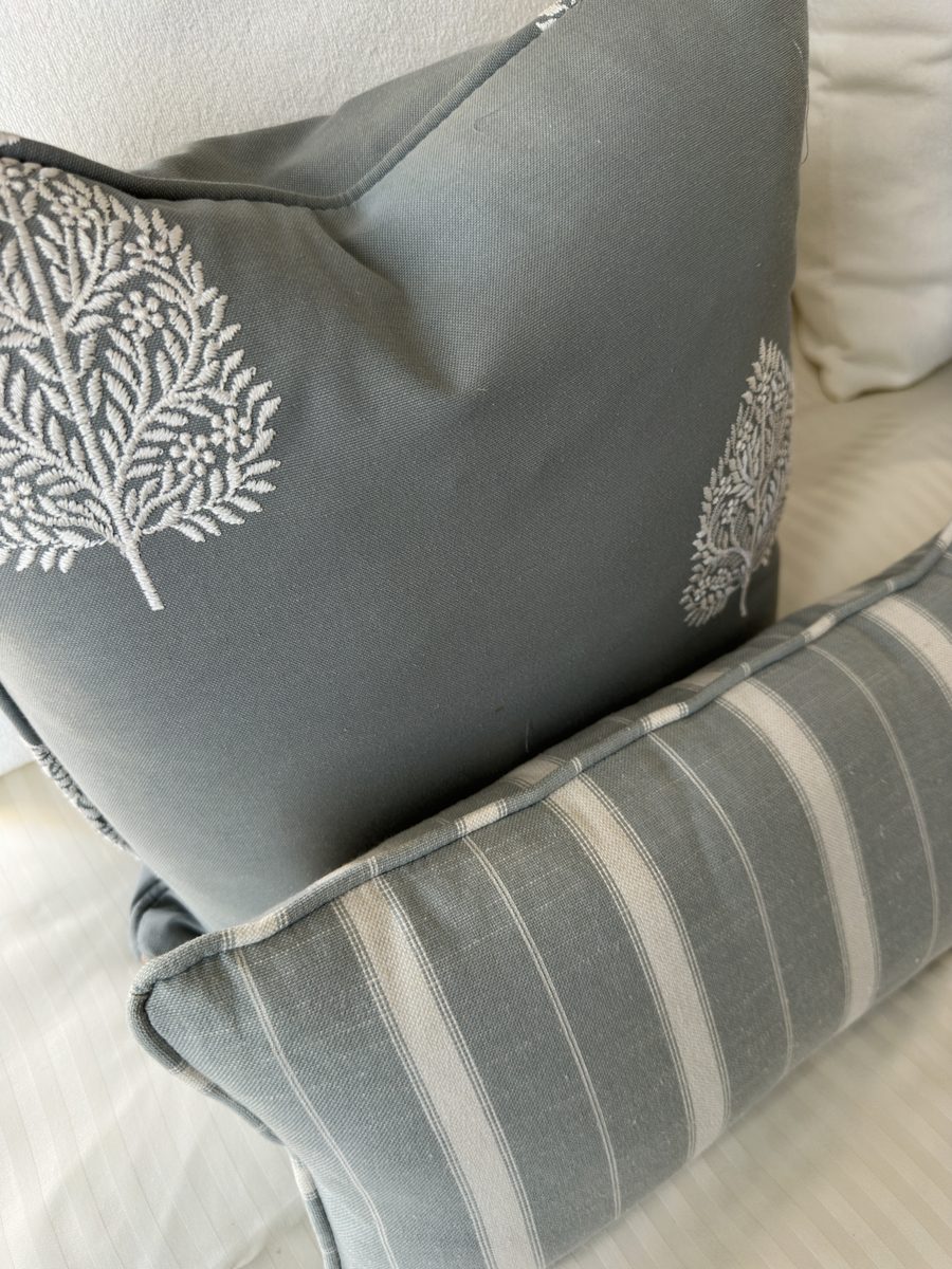The Glendale, cushions with a fern embroidery