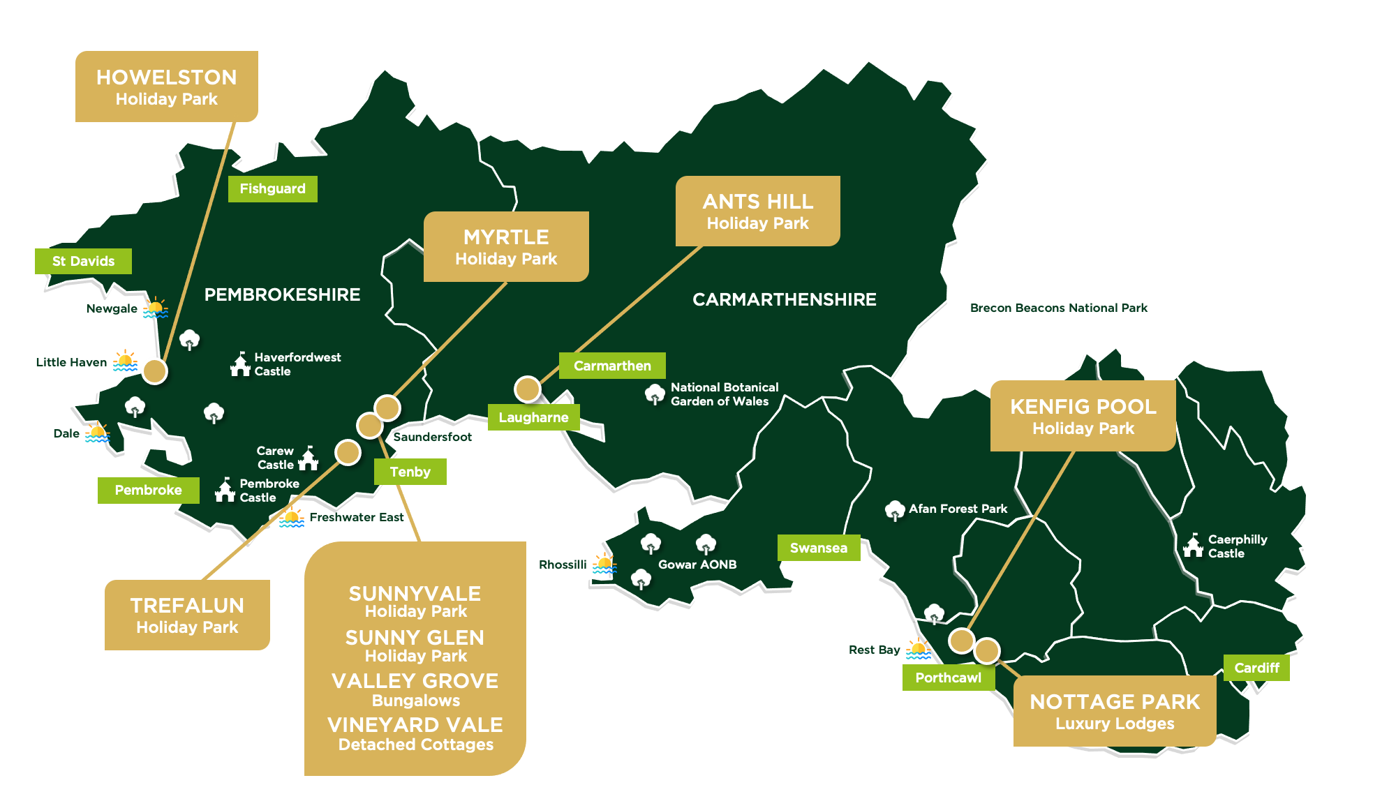 A visual map of where our parks are located